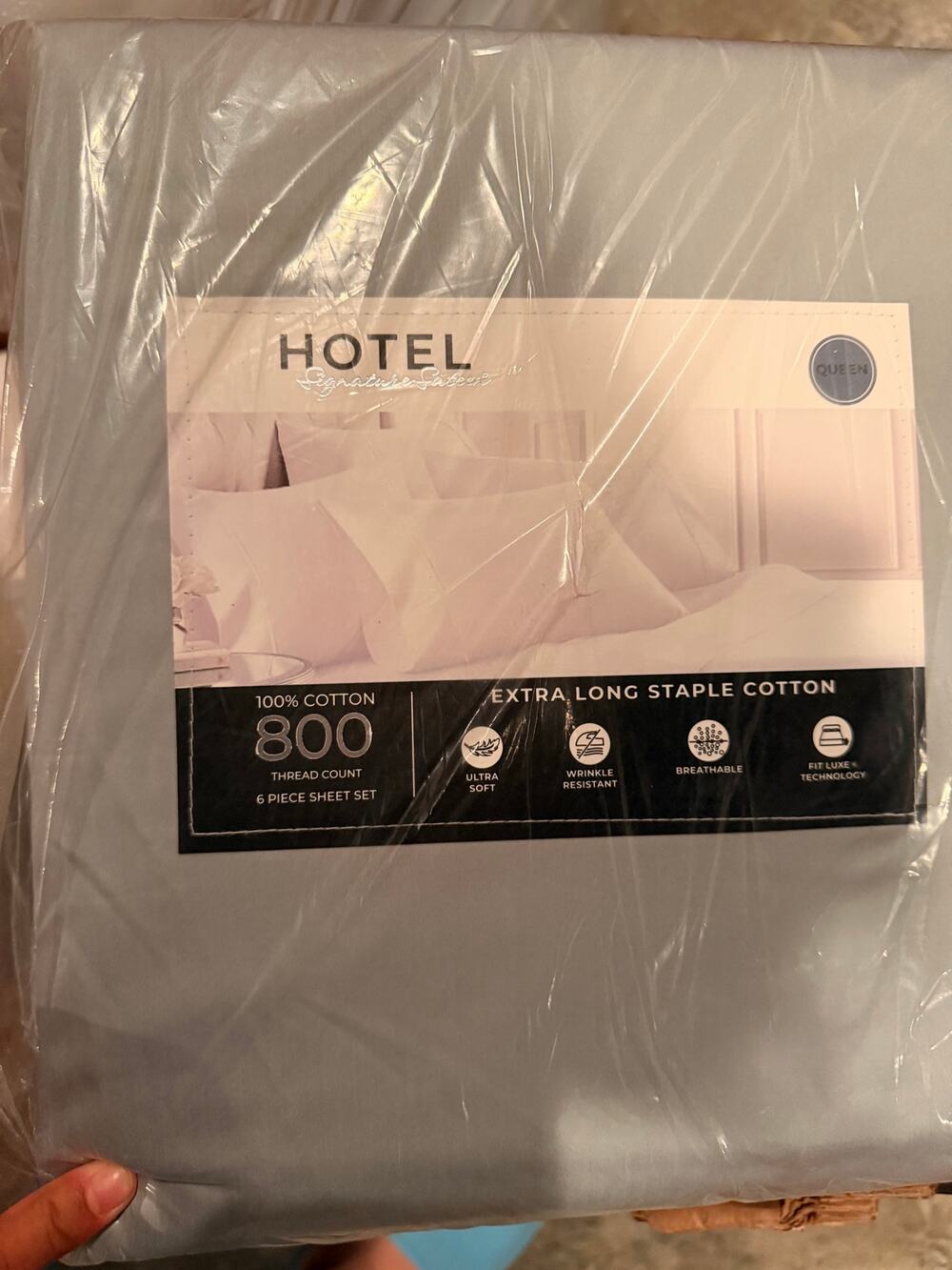 Hotel Signature Sateen Queen 6-Piece 800 Thread Count Cotton Sheet Set – Blue